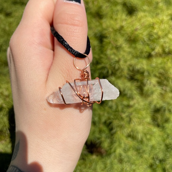 Clear Quartz Natural Point Wire Wrapped Necklace |  Hand Crafted | Crystal - Picture 4 of 5